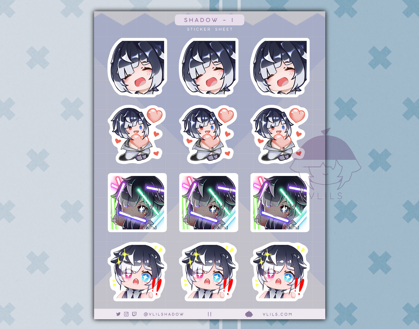 Shadow Emotes V1 ✦ Sticker Sheet